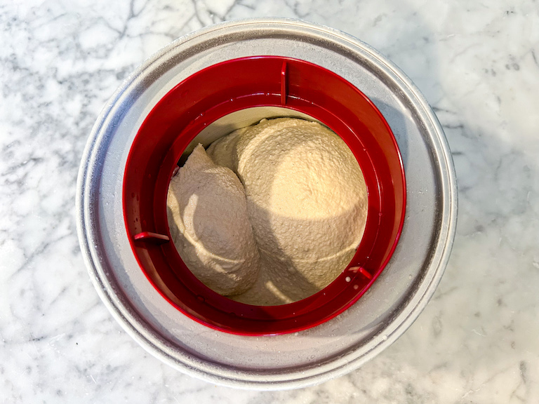 Homemade ice cream in an ice cream maker
