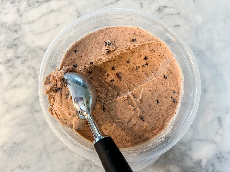 Ice cream scoop scooping chocolate cherry ice cream