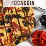 How to make focaccia with caramelized onions, olives, and roasted red peppers
