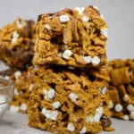 two golden graham bars stacked on top of each other