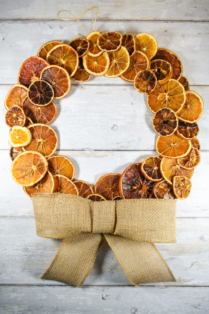 a wreath made of slices of dried citrus fruit