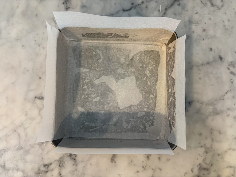 Pan lined with parchment