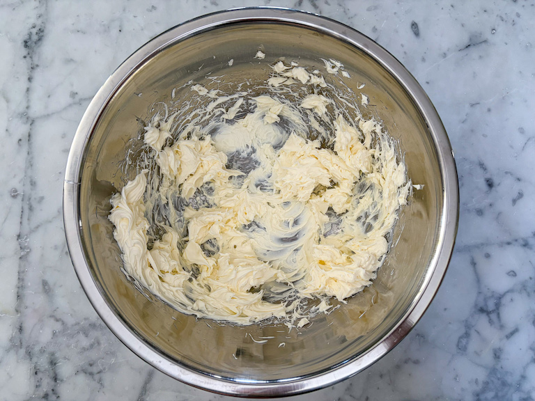 Whipped cream cheese in a bowl