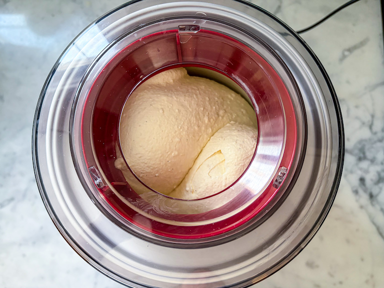 Ice cream churning in an ice cream maker