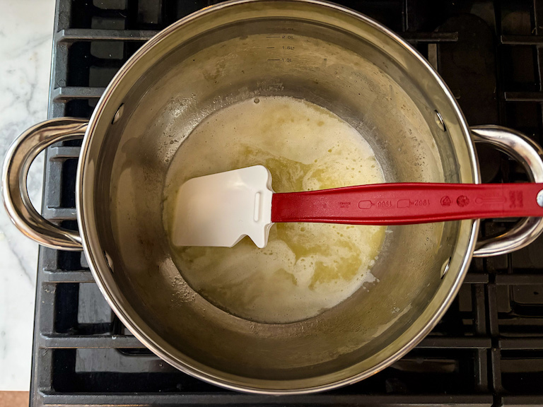 Butter melting in a pot on the stovetop