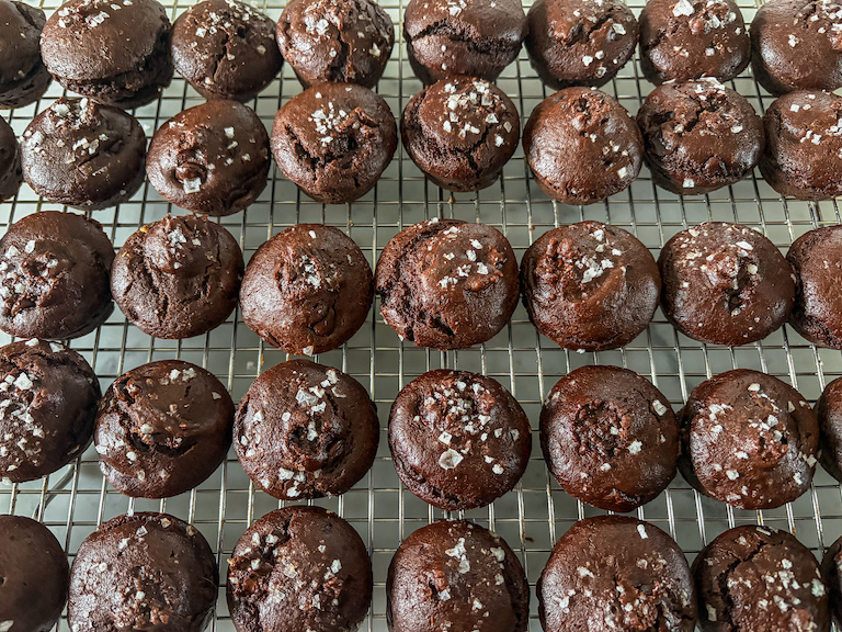 mini muffins cooling on a wire rack