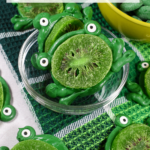 Chocolate frogs with dried kiwi