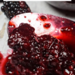 A spoonful of homemade blackberry compote