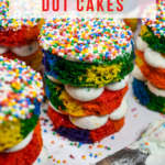 Dot cakes on a white surface