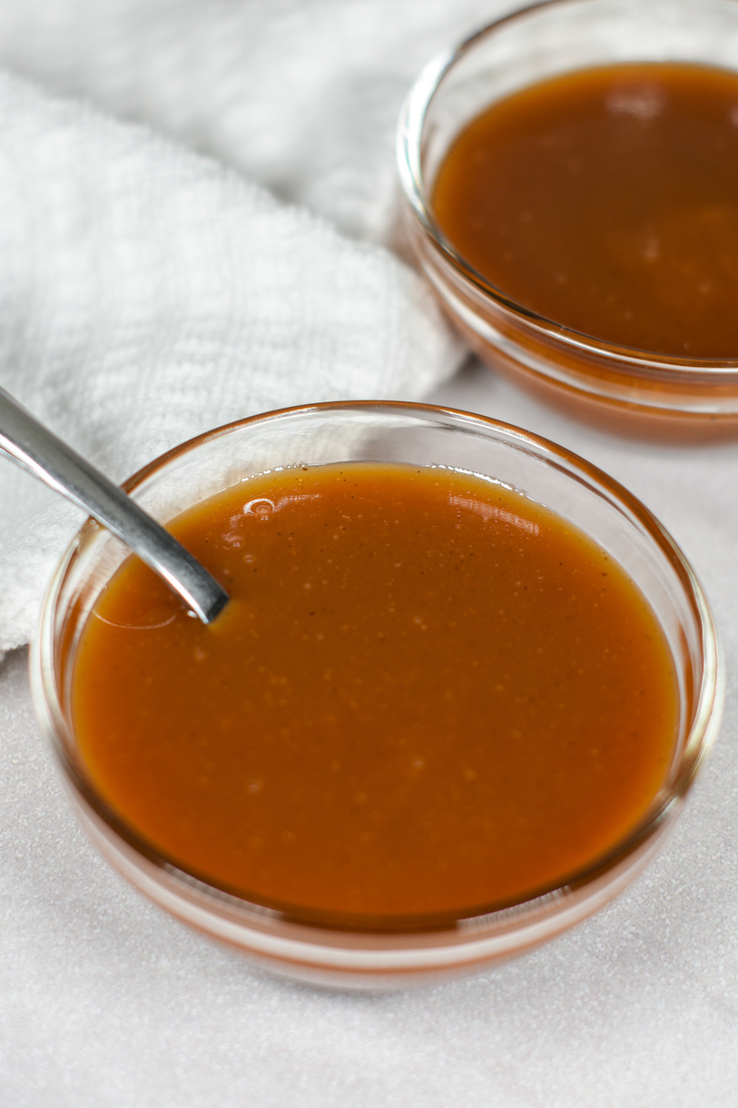 dishes of homemade caramel sauce