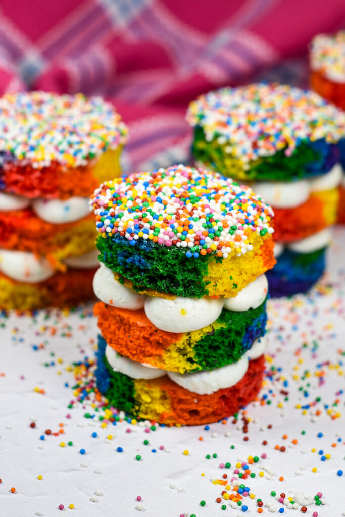 Rainbow dot cakes