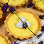 lemon tartlets with lavender sprigs