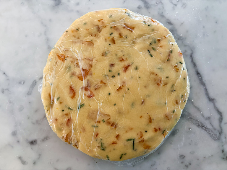 Shortbread dough wrapped in clingfilm