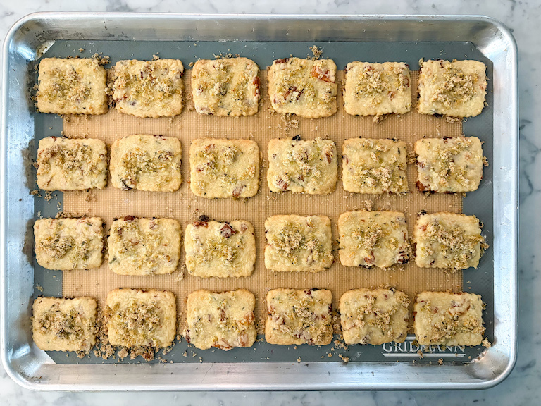 A tray of apricot and rosemary shortbread