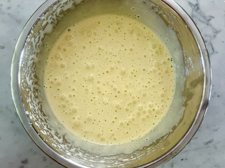 A bowl of sponge cake batter