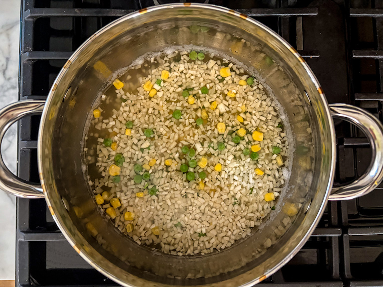Vegetables boiling in a stock pot