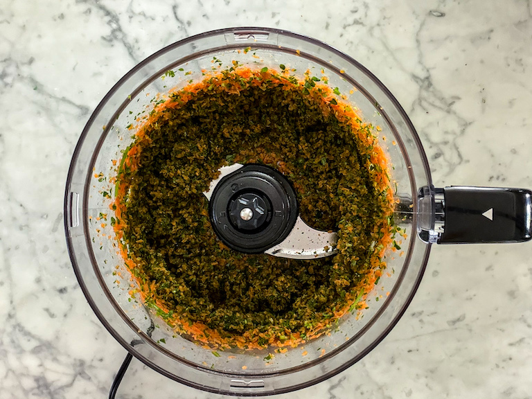 Vegetables blended in a food processor