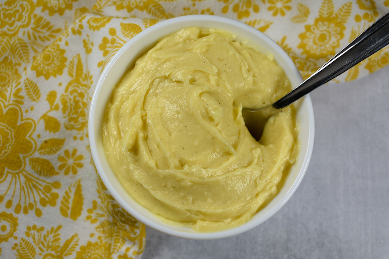a bowl of homemade pastry cream