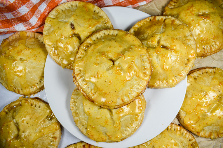 A plate of homemade peach hand pies