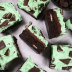 mint brownies on a white surface