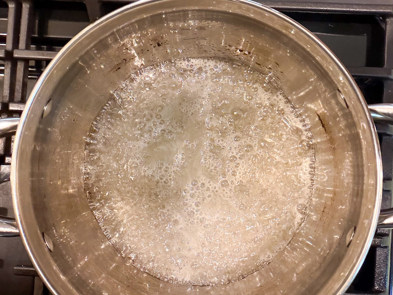 sugar syrup cooking in a large stock pot