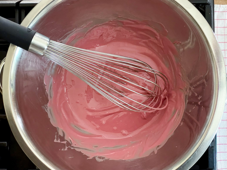 melting ruby chocolate over a bain marie