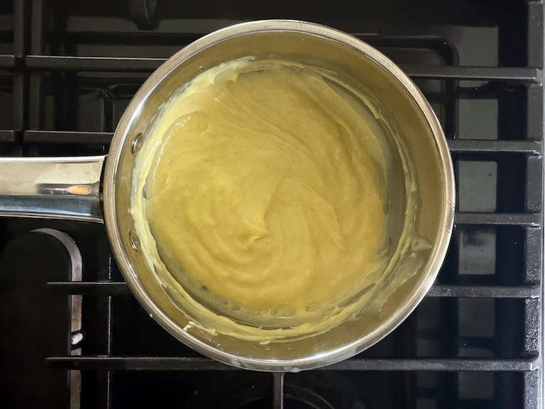 pastry cream in a pan on the stovetop