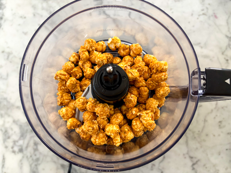 caramel corn in a food processor
