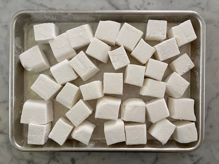 homemade marshmallows on a tray