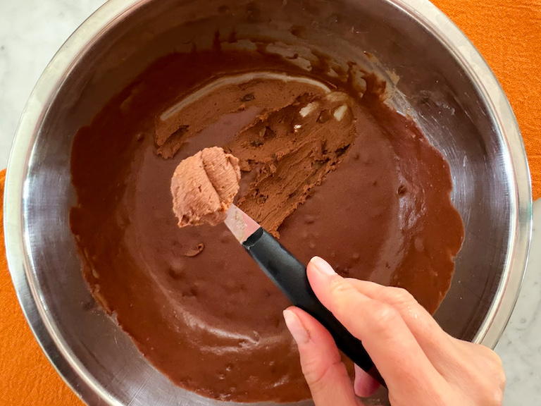a scoop of pumpkin chocolate ganache