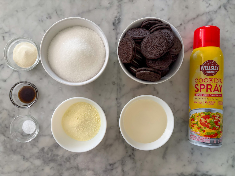 ingredients for making cookies and cream marshmallows