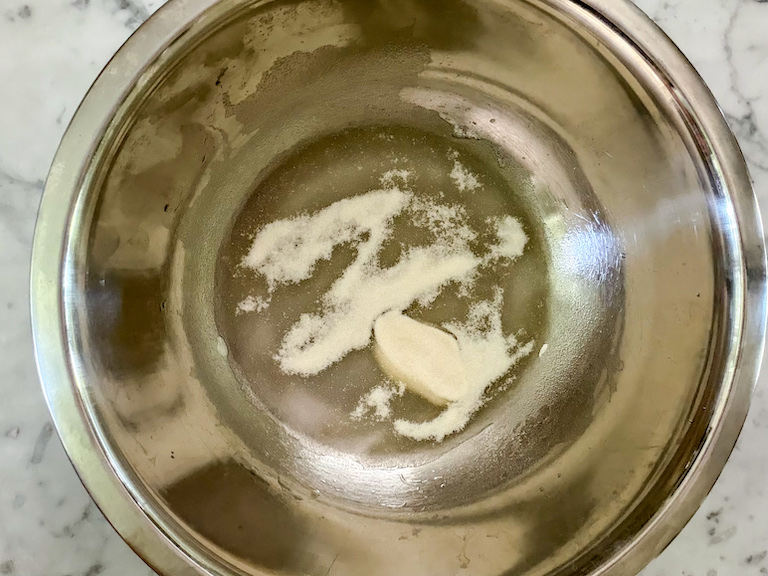 gelatin and water in a bowl