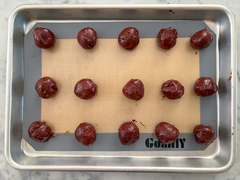 balls of ganache on a small tray