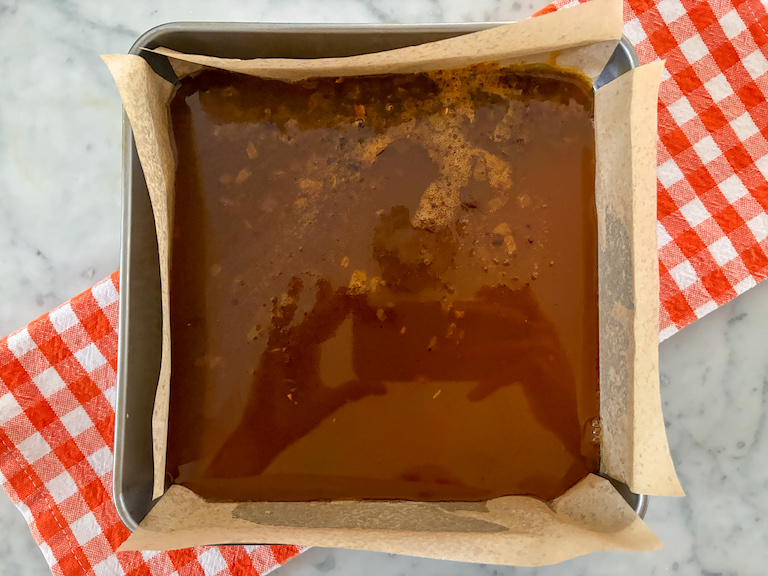 gummy candy in a square pan