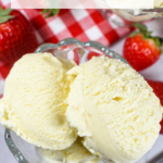 A dish of cheesecake ice cream