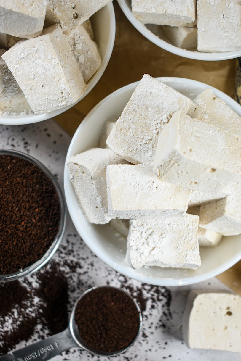 a bowl of coffee marshmallows