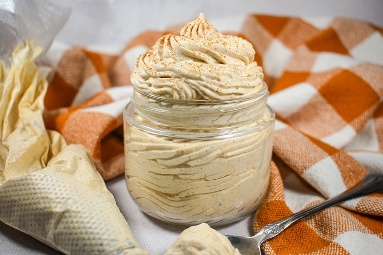 a jar of pumpkin pie whipped cream