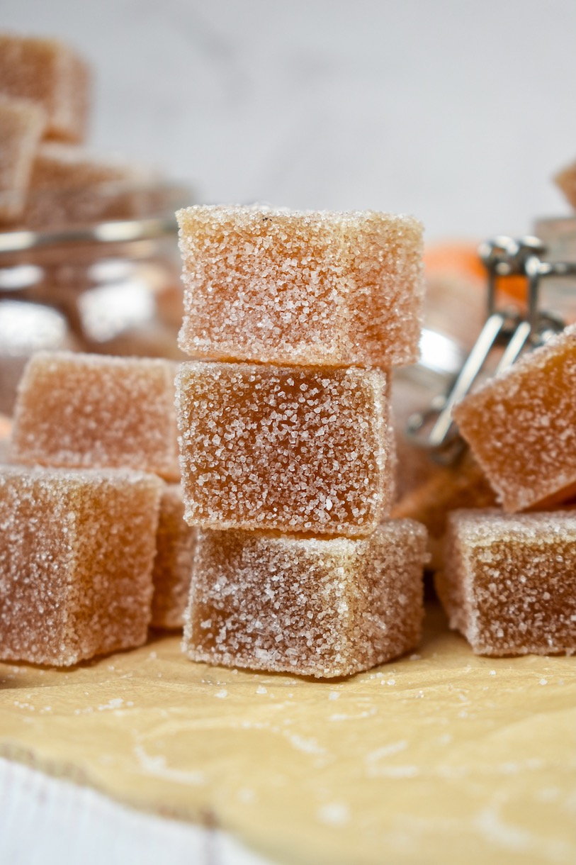 a stack of sugary apple cider gummy candies