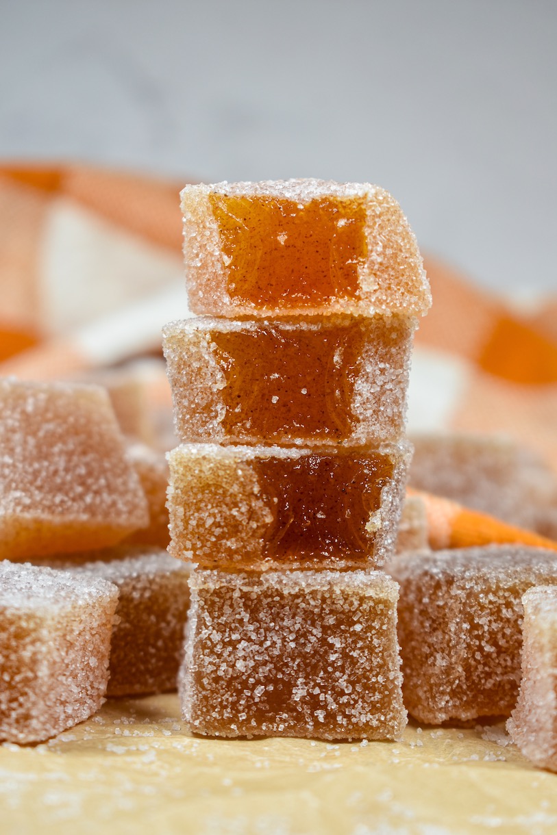 apple cider gummies in a stack