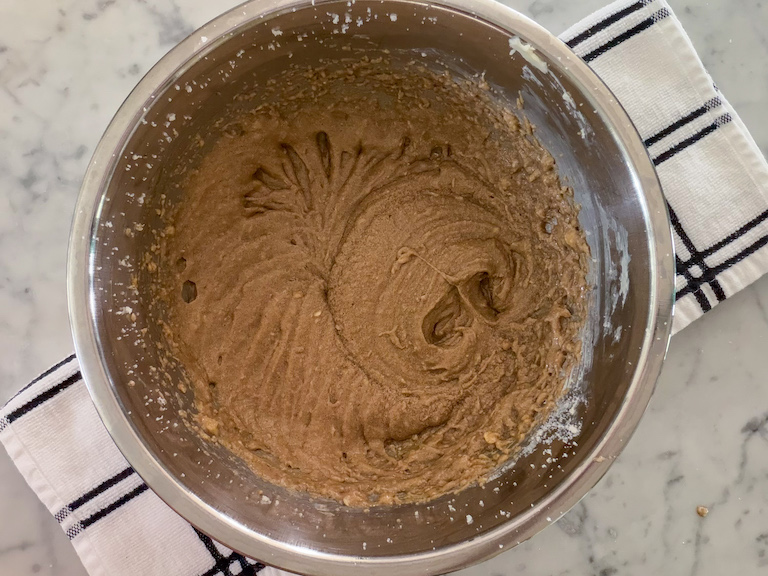 chocolate cookie dough in a bowl