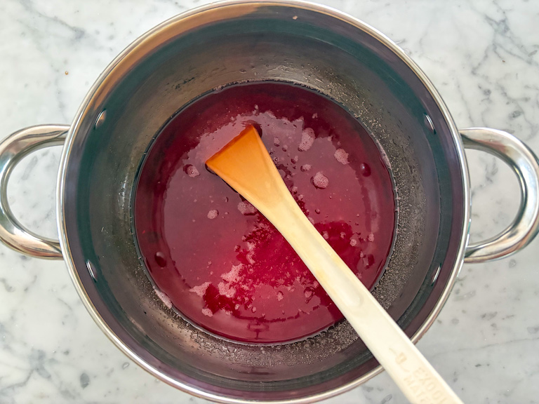 red wine and sugar in a pot