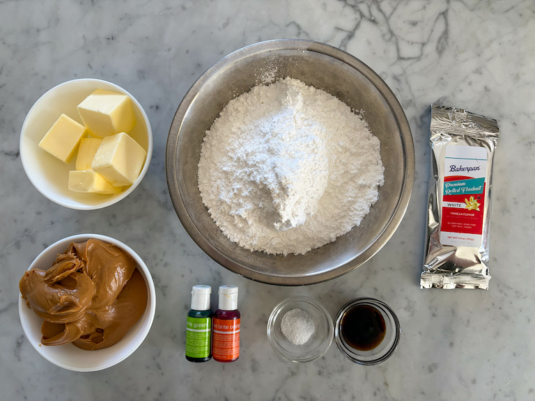 Ingredients for making peanut butter pumpkins
