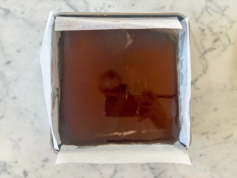 apple cider gummy candy in a pan