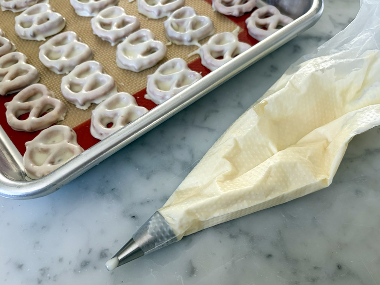 piping bag of white chocolate